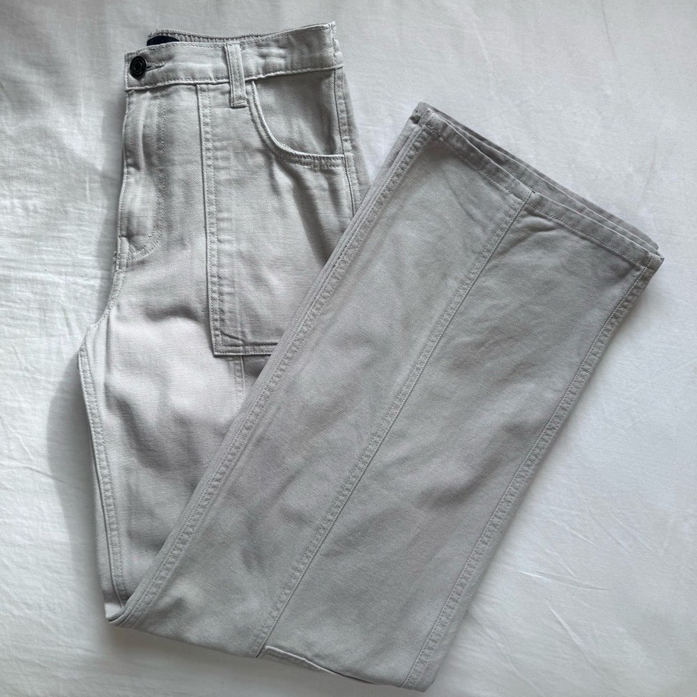 Aeropostale Women's Gray Mid Rise Relaxed Fit Cotton Utility Cargo Pants Small